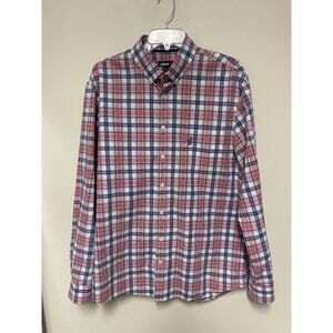 Jonnie-O Button Down Plaid Multicolored Shirt Embroidered Size L